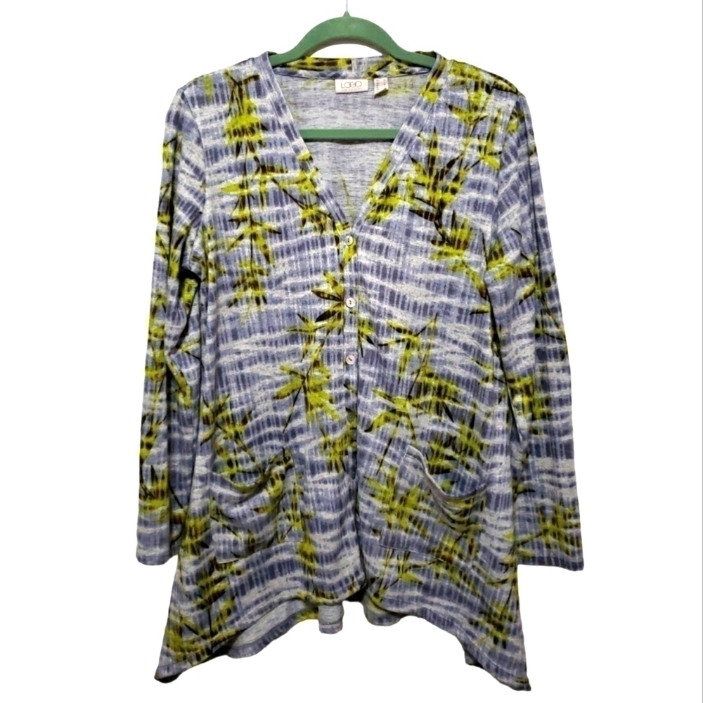 LOGO by Lori Goldstein Pockets Knit Tunic Cardigan Sweater Size M